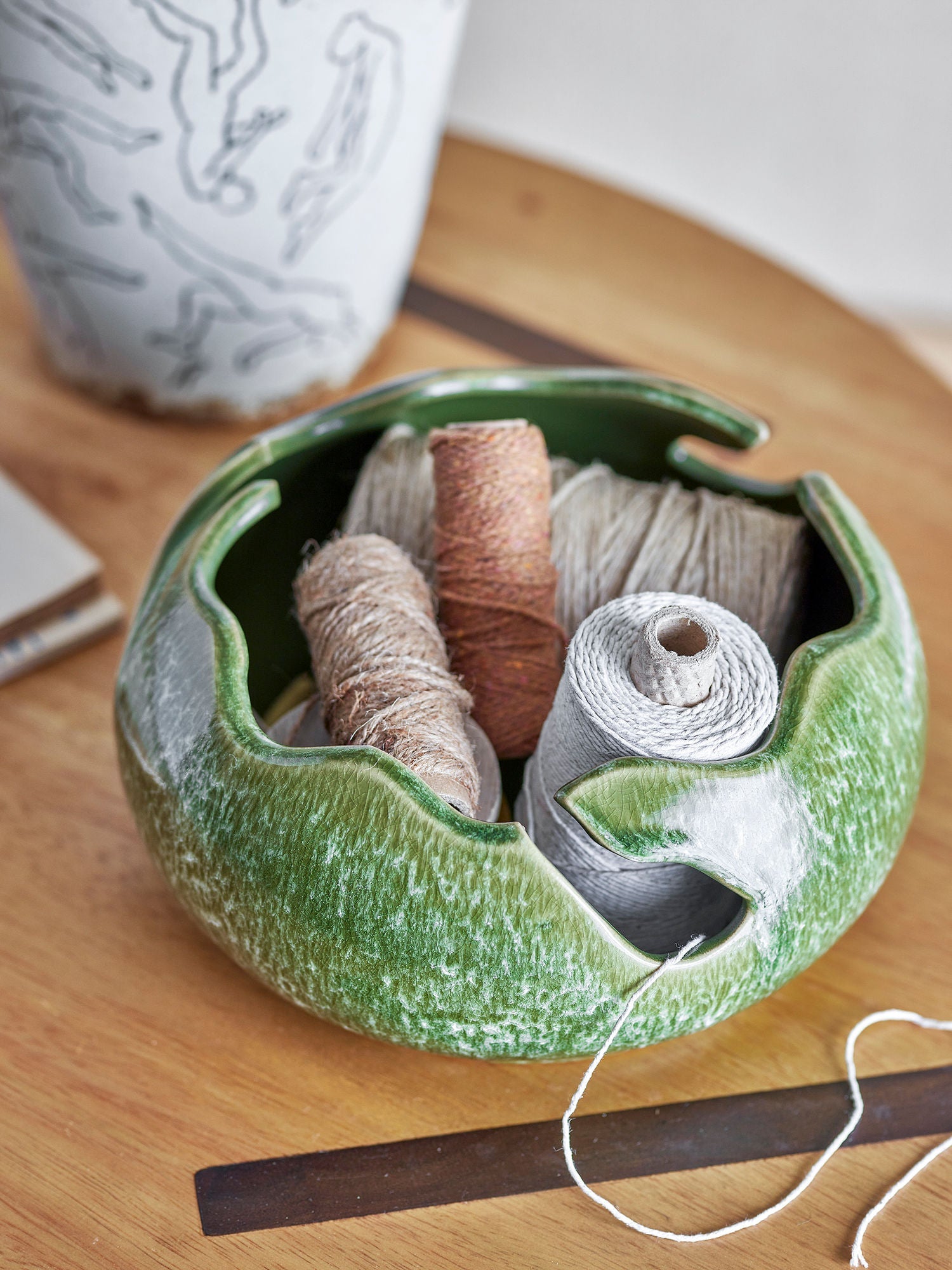 Bloomingville Leonas Deco Bowl, Green, Stoneware