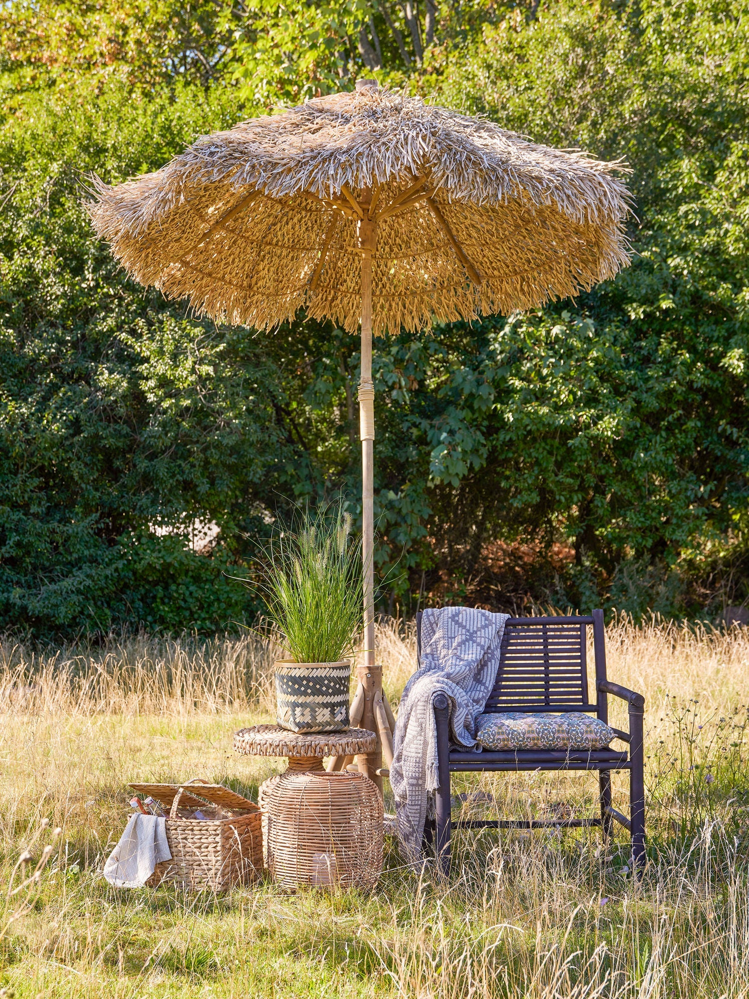 Bloomingville Coen Lounge Chair, Black, Bamboo