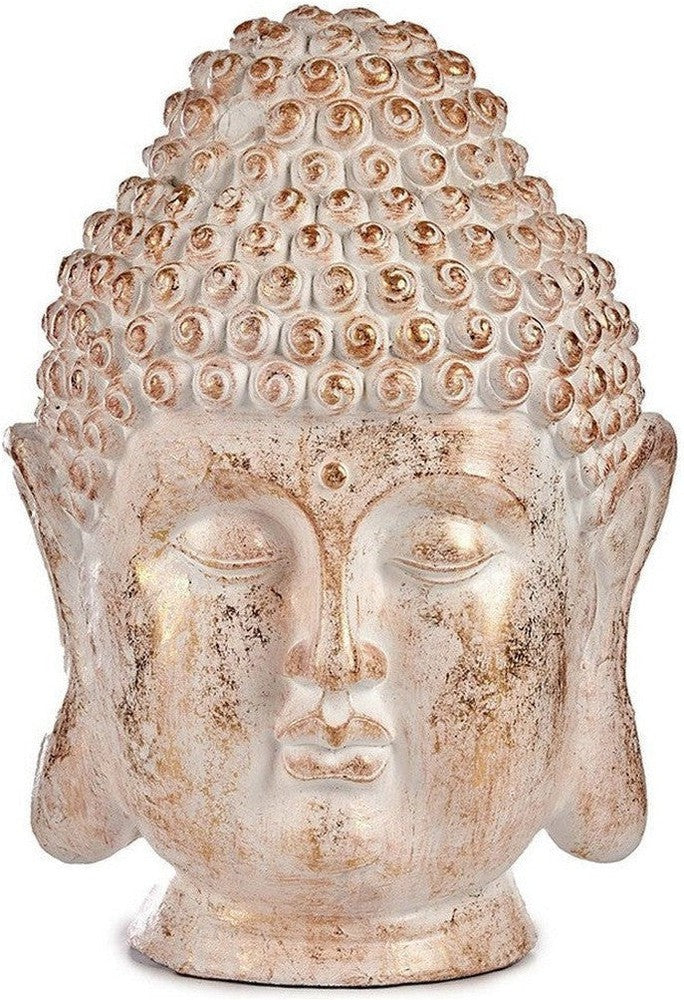 Decorative Garden Figure Buddha Head White/Gold Polyresin (31,5 x 50,5