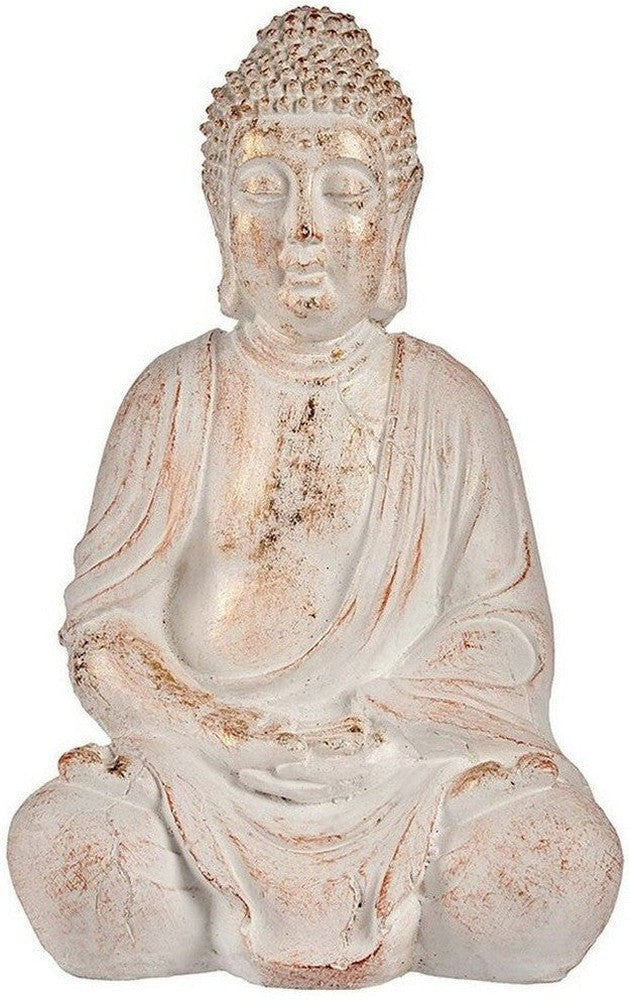 Decorative Garden Figure Buddha White/Gold Polyresin (24,5 x 50 x 31,8