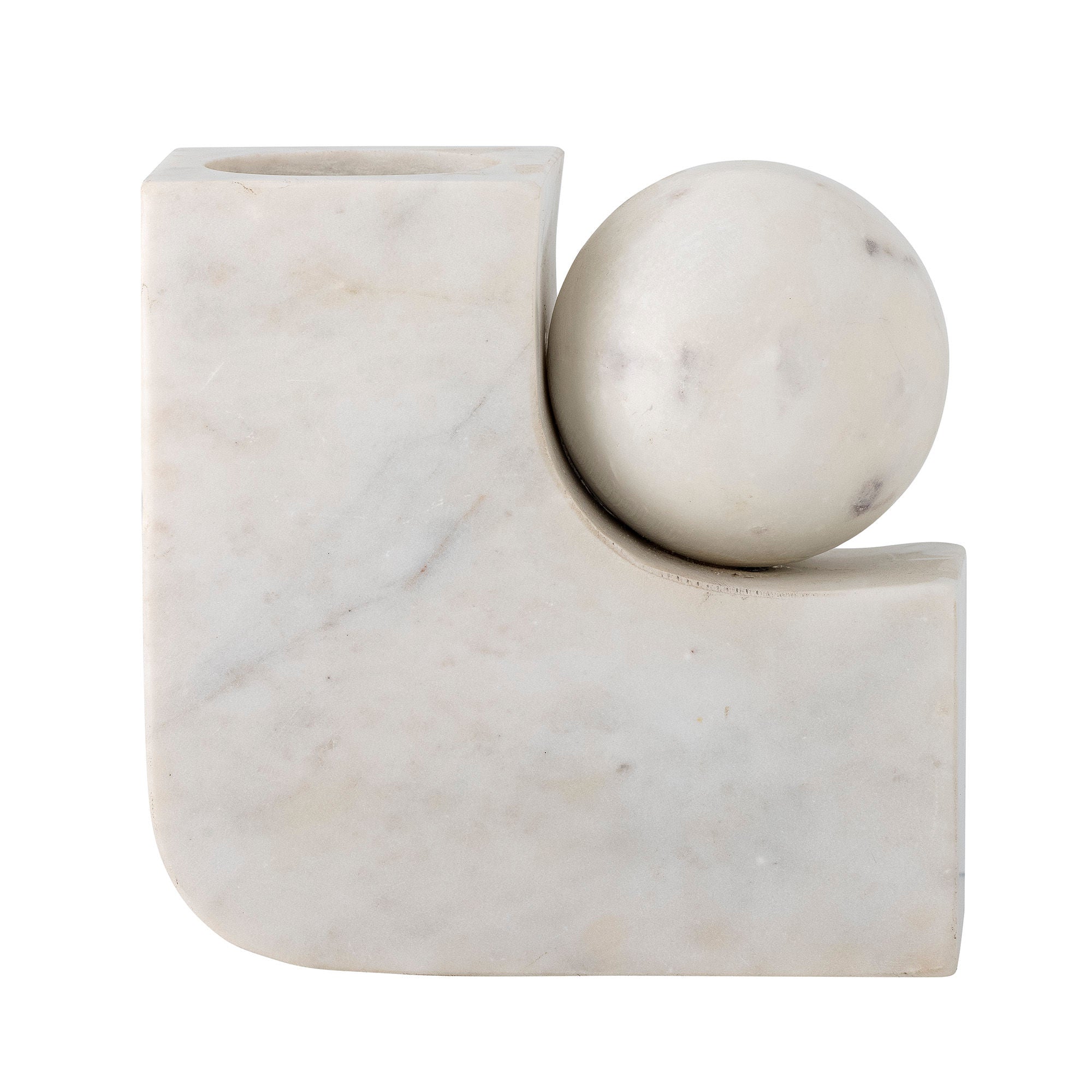 Bloomingville Abbelin Candle Holder, White, Marble