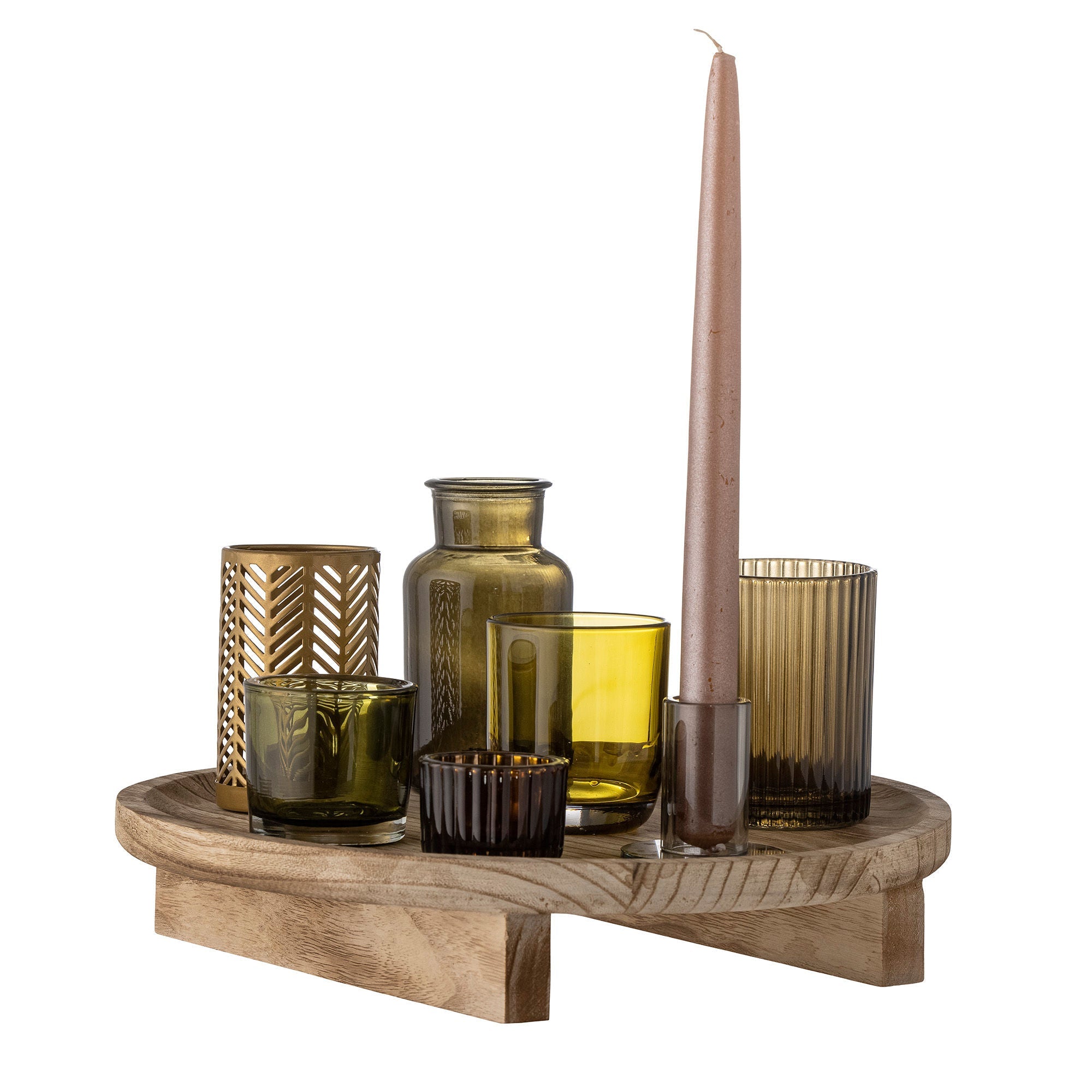 Bloomingville Sanga Tray w/Votive, Nature, Glass