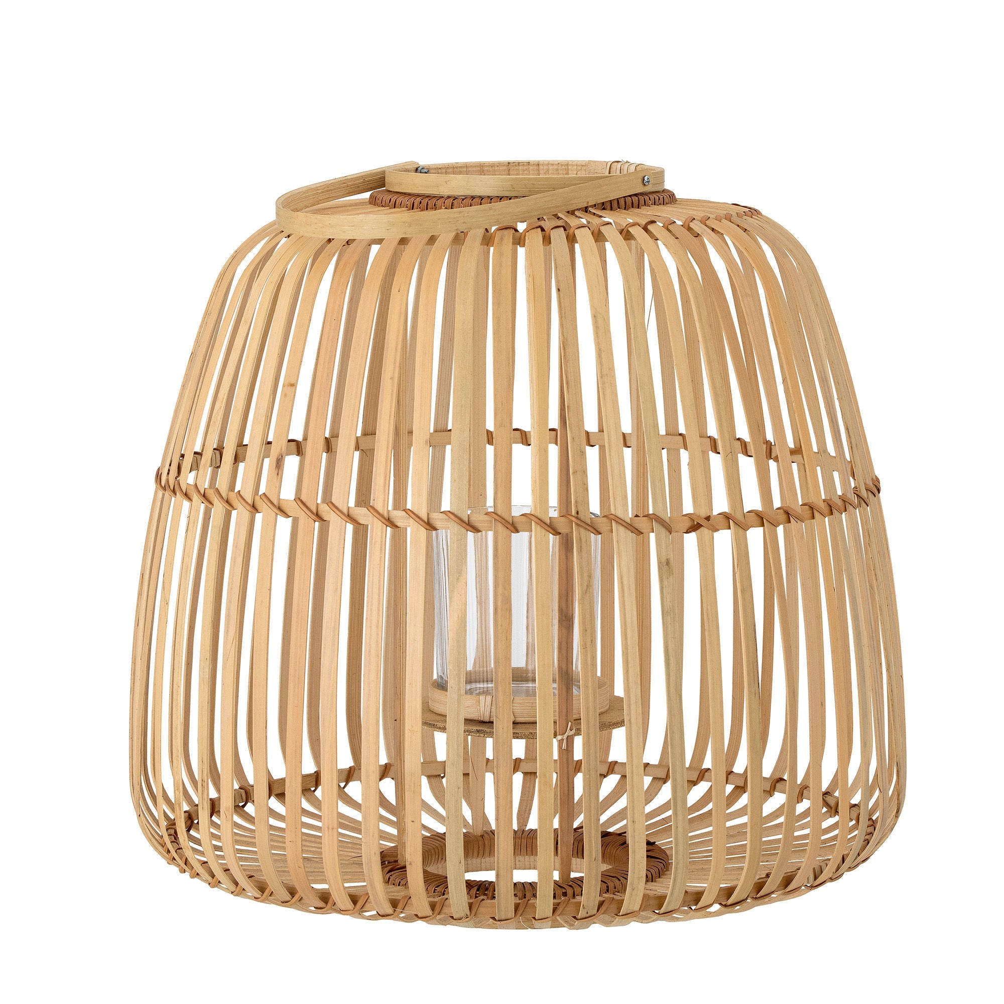 Bloomingville Lalla Lantern w/Glass, Nature, Bamboo