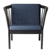 FDB Møbler Fauteuil J146, chêne noir, tissu bleu foncé