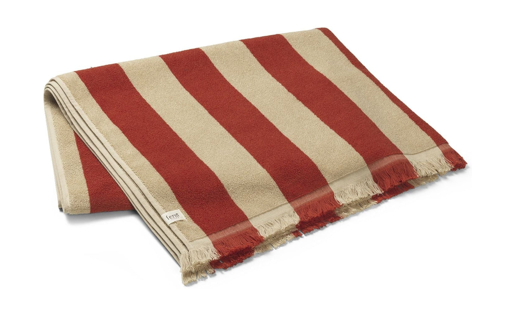 Ferm Living Alee Beach Towel, Light Camel/Red