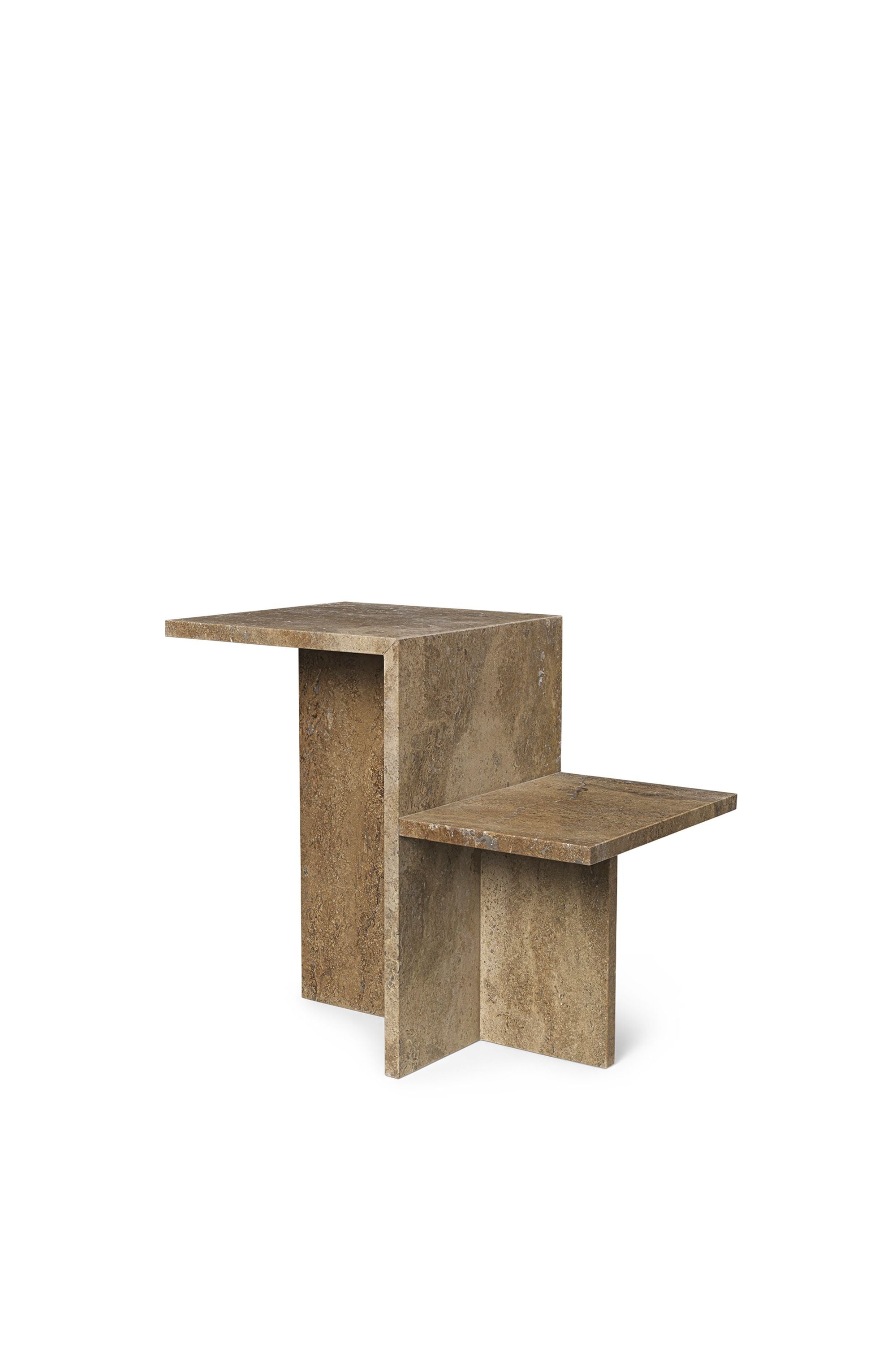 Ferm Living Distinct Side Table, Dark Brown Travertine