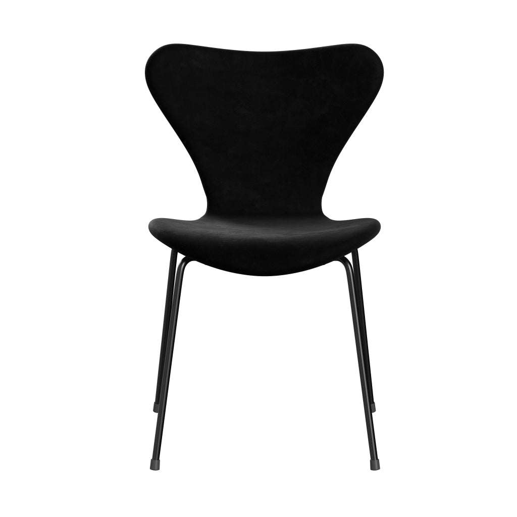 Fritz Hansen 3107 chaise complète complète, noir / belfast en velours noir noir