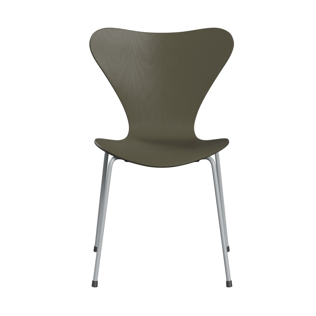 [product_category]-Fritz Hansen 3107 Chair Unupholstered, Silver Grey/Coloured Ash Olive Green-Fritz Hansen-3107-CA925-SIGREY-FRI-1