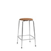 Fritz Hansen High Dot Counter Stool 4 Legs, Wild Leather Walnut/Chrome Base