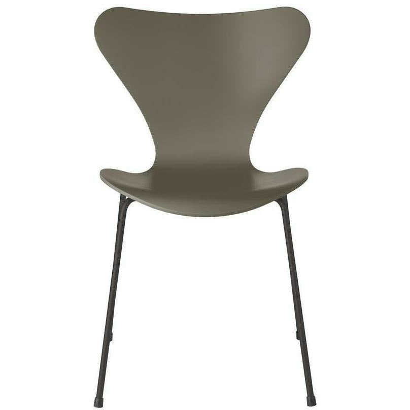 [product_category]-Fritz Hansen Series 7 Chair Lacquered Olive Green Bowl, Warm Graphite Base-Fritz Hansen-3107-LAKERET-OLIVE-WARM-FRI-1