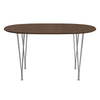 Fritz Hansen Table à manger Superellipse Chrome / placage de noix avec bord de table en noyer, 135x90 cm