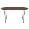 Fritz Hansen Table à manger Superellipse Chrome / placage de noix avec bord de table en noyer, 150x100 cm