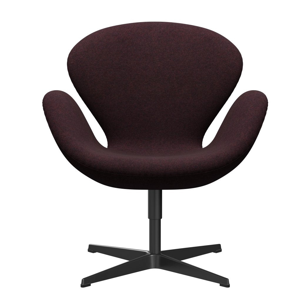 [product_category]-Fritz Hansen Swan Lounge Chair, Black Lacquered/Divina Md Wine Red-Fritz Hansen-3320-DMD673-BLLA-FRI-1