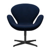  Swan Lounge Chair Black Lacquered/Divina Melange Navy Dark