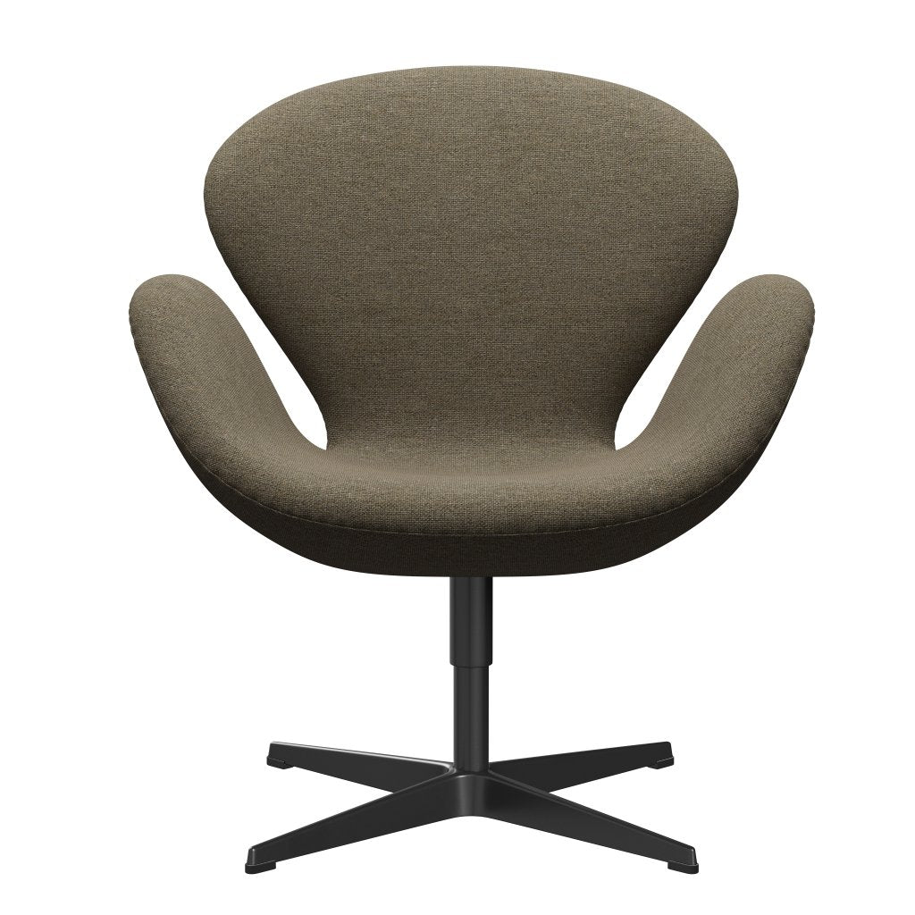 [product_category]-Fritz Hansen Swan Lounge Chair, Black Lacquered/Hallingdal Grey/Brown-Fritz Hansen-3320-HAL227-BLLA-FRI-1