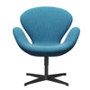 Fritz Hansen Swan Lounge Chair, Black Lacquered/Hallingdal White/Turquoise