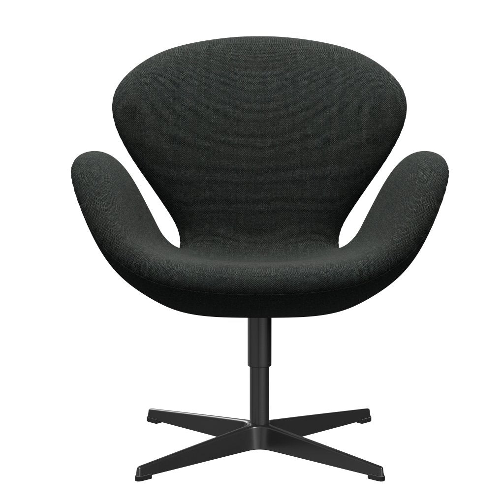 [product_category]-Fritz Hansen Swan Lounge Chair, Black Lacquered/Re Wool Black/Natural-Fritz Hansen-3320-REW198-BLLA-FRI-1