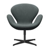  Swan Lounge Chair Black Lacquered/Sunniva Steel Grey