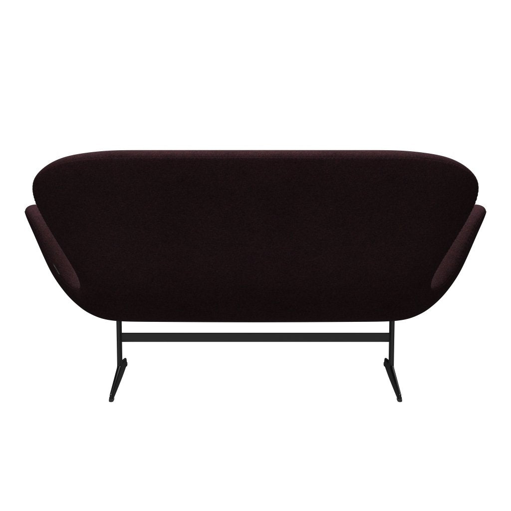 [product_category]-Fritz Hansen Swan Sofa 2 Seater, Black Lacquered/Divina Md Wine Red-Fritz Hansen-3321-DMD673-BLLA-FRI-4