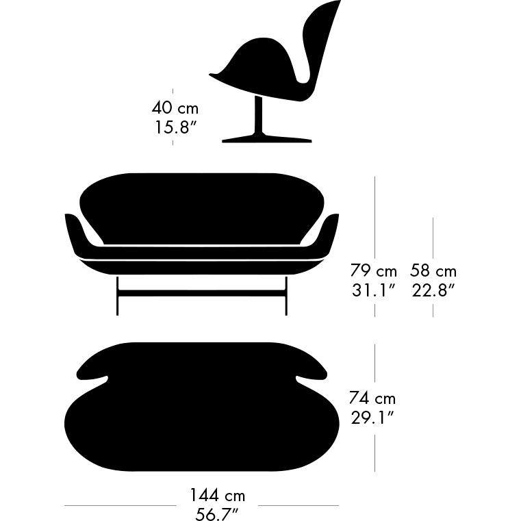 [product_category]-Fritz Hansen Swan Sofa 2 Seater, Black Lacquered/Divina Melange Pink-Fritz Hansen-3321-DIM617-BLLA-FRI-8