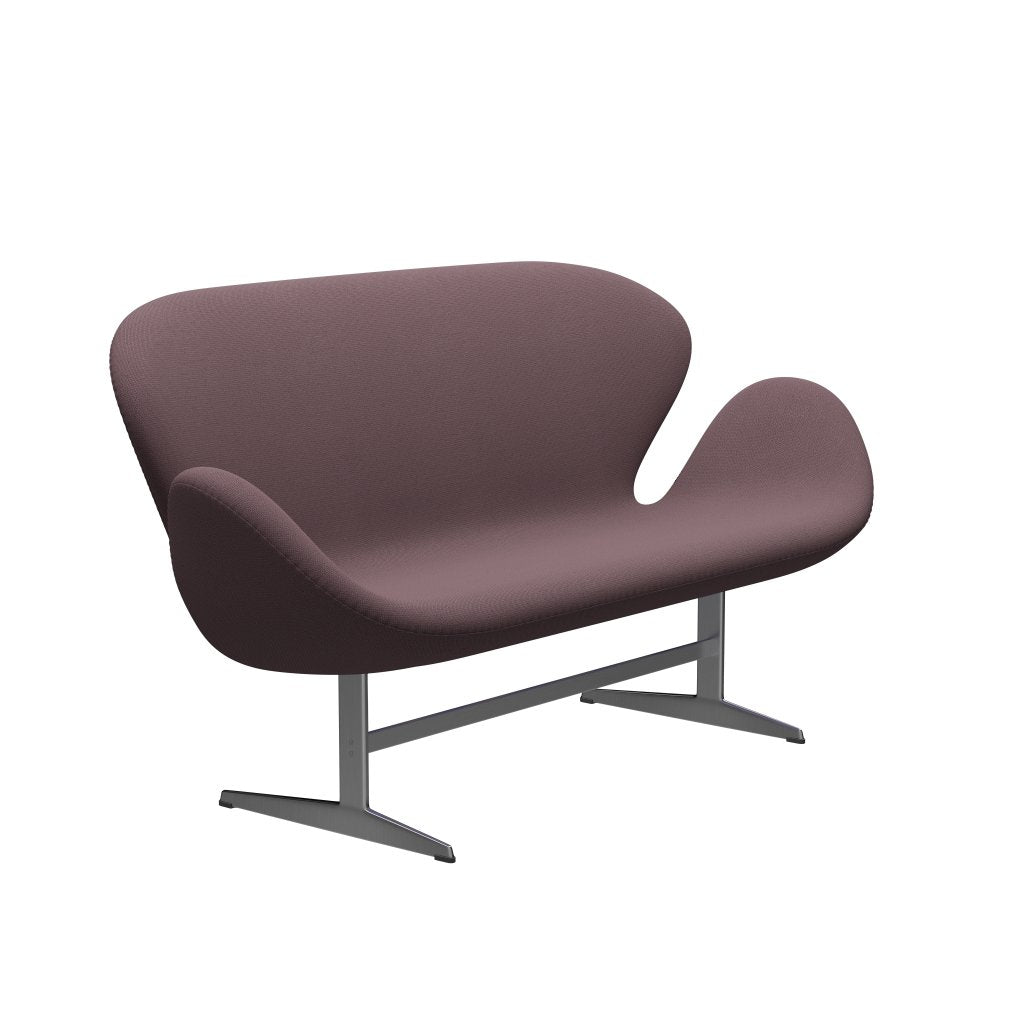 [product_category]-Fritz Hansen Swan Sofa 2 Seater, Satin Brushed Aluminium/Capture Aubergine-Fritz Hansen-3321-CP6302-SPAL-FRI-2