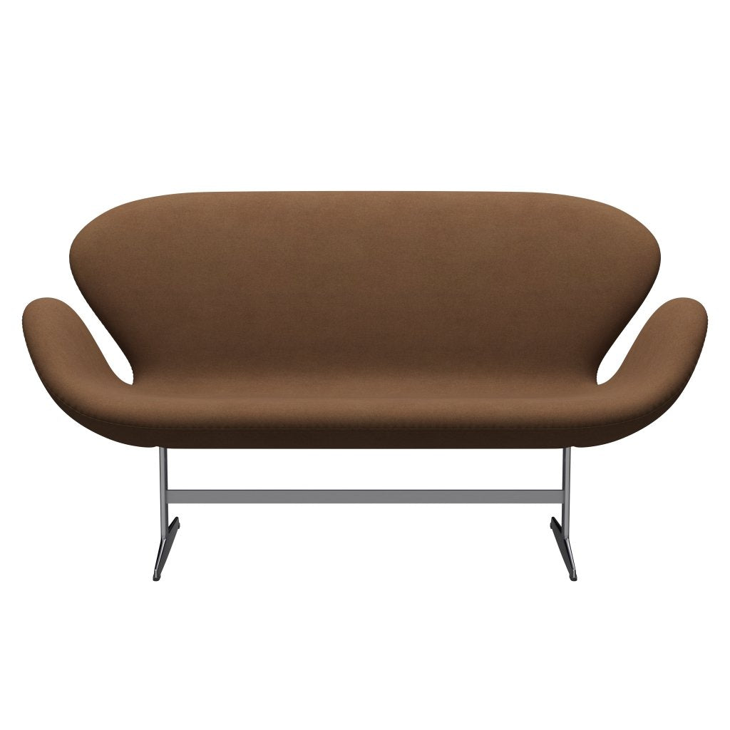 [product_category]-Fritz Hansen Swan Sofa 2 Seater, Satin Brushed Aluminium/Divina Light Brown-Fritz Hansen-3321-DIV334-SPAL-FRI-1