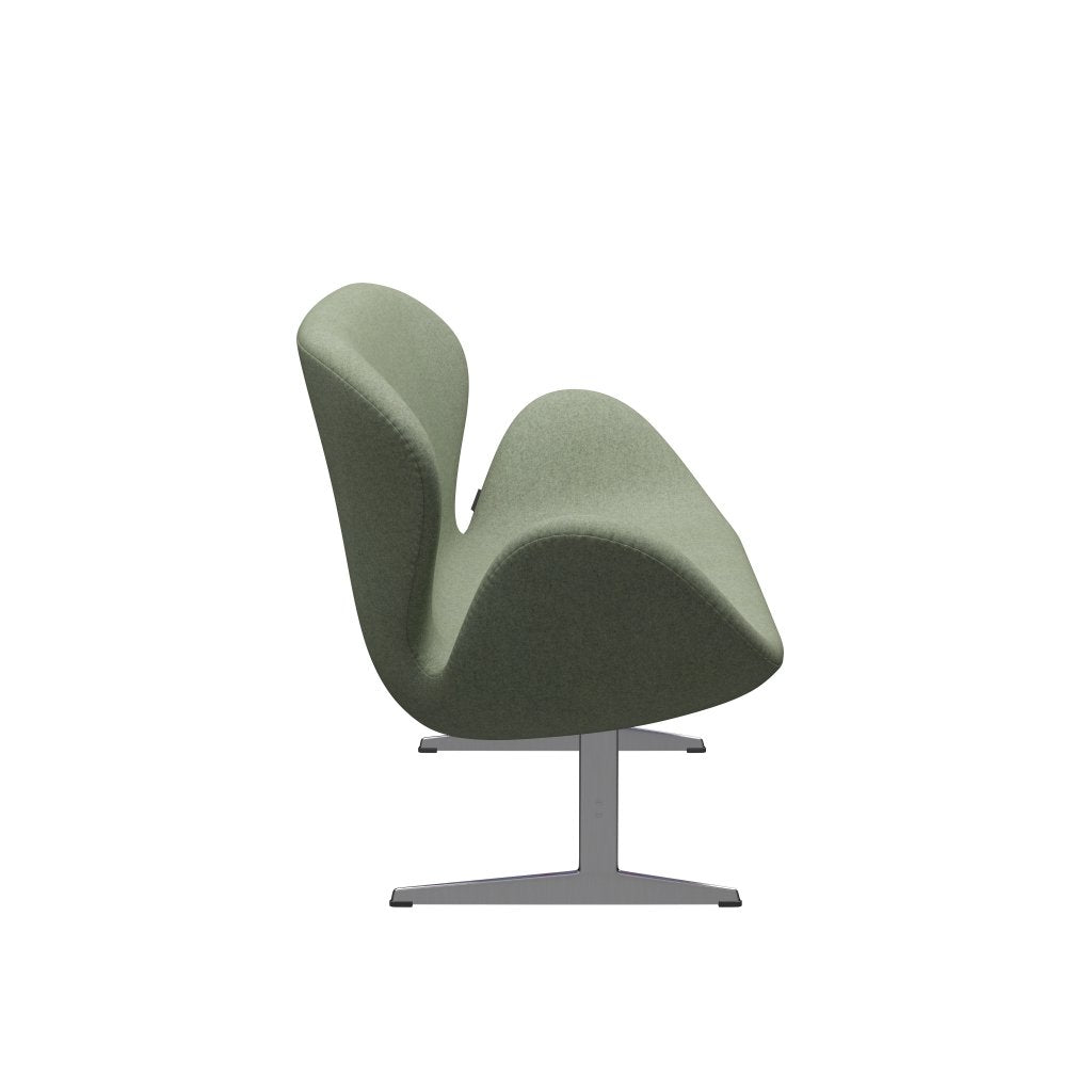 [product_category]-Fritz Hansen Swan Sofa 2 Seater, Satin Brushed Aluminium/Divina Melange Light Green-Fritz Hansen-3321-DIM917-SPAL-FRI-3