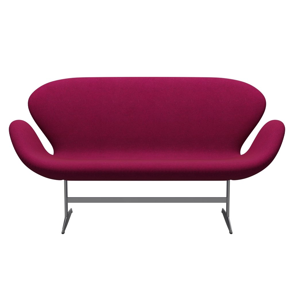 [product_category]-Fritz Hansen Swan Sofa 2 Seater, Silver Grey/Divina Melange Lipstick Pink-Fritz Hansen-3321-DIM620-SGBASE-FRI-1