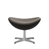 Fritz Hansen Le cuir de tabouret d'oeuf, en aluminium brossé en satin / pierre essentielle