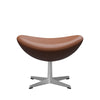 Fritz Hansen Le cuir de tabouret d'oeuf, aluminium brossé en satin / noix essentielle