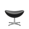Fritz Hansen Le cuir de tabouret d'oeuf, gris argenté / noir essentiel