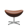 Fritz Hansen Le cuir de tabouret d'oeuf, gris argenté / noyer essentiel