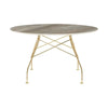 Table brillante kartell marbre rond, or / gris tropical