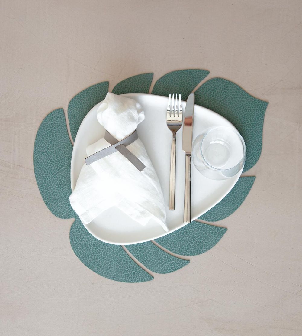 [product_category]-Lind Dna Leaf Placemat Hippo Leather L, Pastel Green-Lind DNA-5711905518112-989949-LIN-3