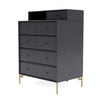 Montana Keep Chest Of Drawers With Legs, Carbon Black/Brass