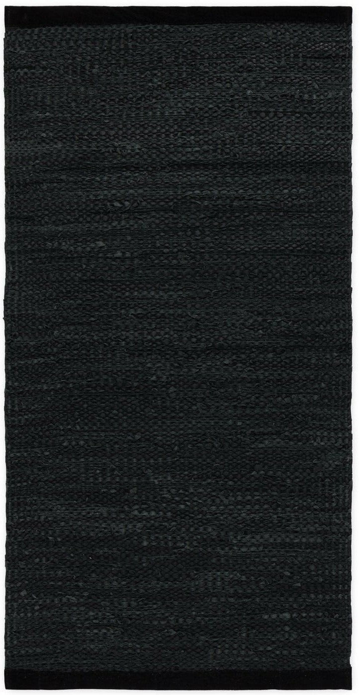 Rug Solid Tapis en cuir noir, 170 x 240 cm