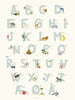  Affiche bleu danois alphabet 70x100 cm