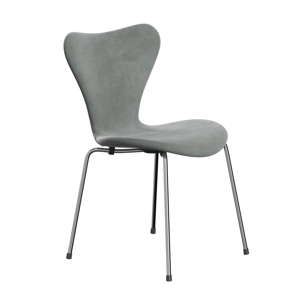 Fritz Hansen 3107 Chair Full Upholstery, Chrome/Belfast Velvet Seal Grey