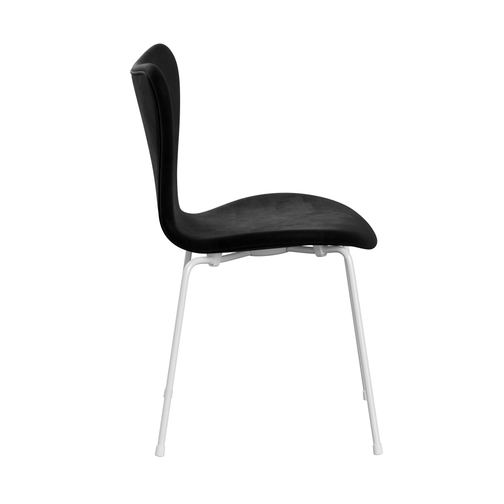 Fritz Hansen 3107 Chair Full Upholstery, White/Belfast Velvet Night Black