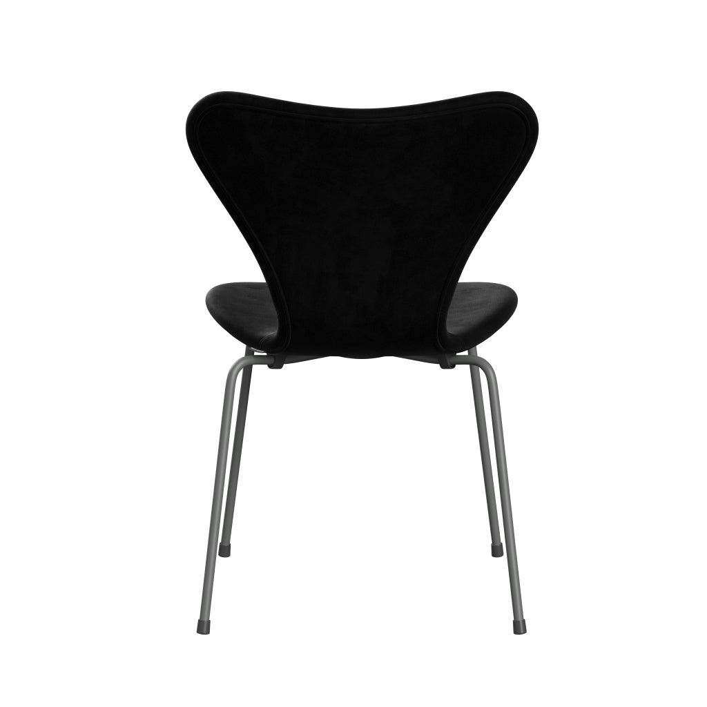 Fritz Hansen 3107 Chair Full Upholstery, Silver Grey/Belfast Velvet Night Black