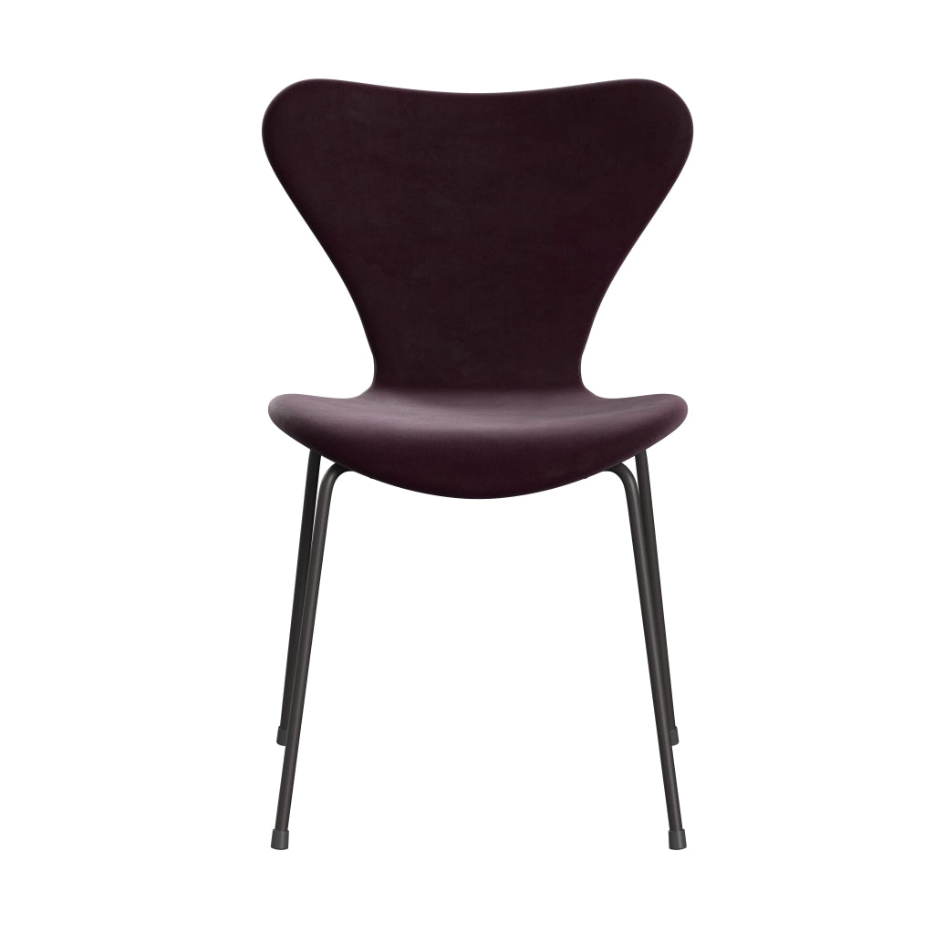 Fritz Hansen 3107 Chair Full Upholstery, Warm Graphite/Belfast Velvet Dark Plum