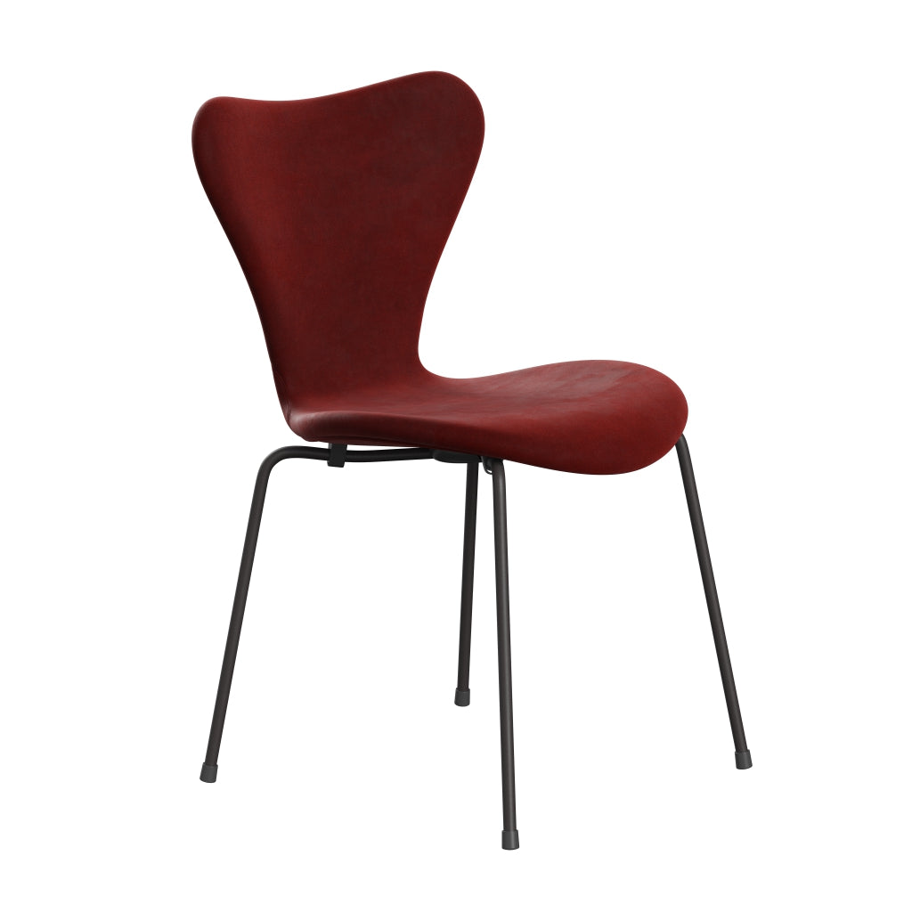 Fritz Hansen 3107 Chair Full Upholstery, Warm Graphite/Belfast Velvet Autumn Red