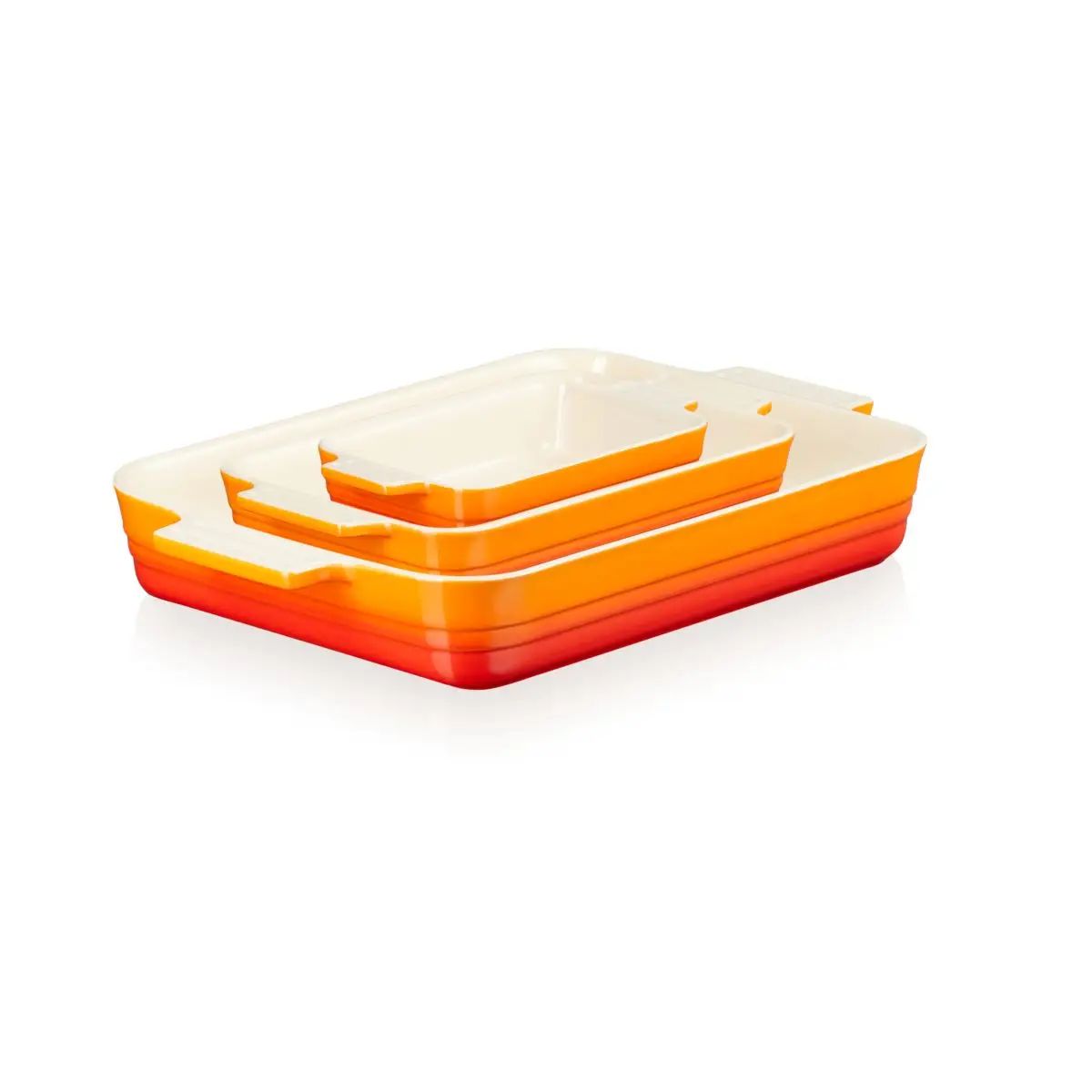 Le Creuset Set Of 3 Classic Rectangular Dishes, Volcanic