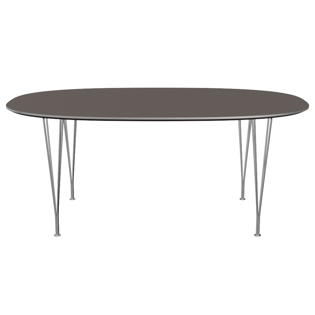 Fritz Hansen Superellipse Dining Table Chrome/Grey Veneer, 120 X180 Cm