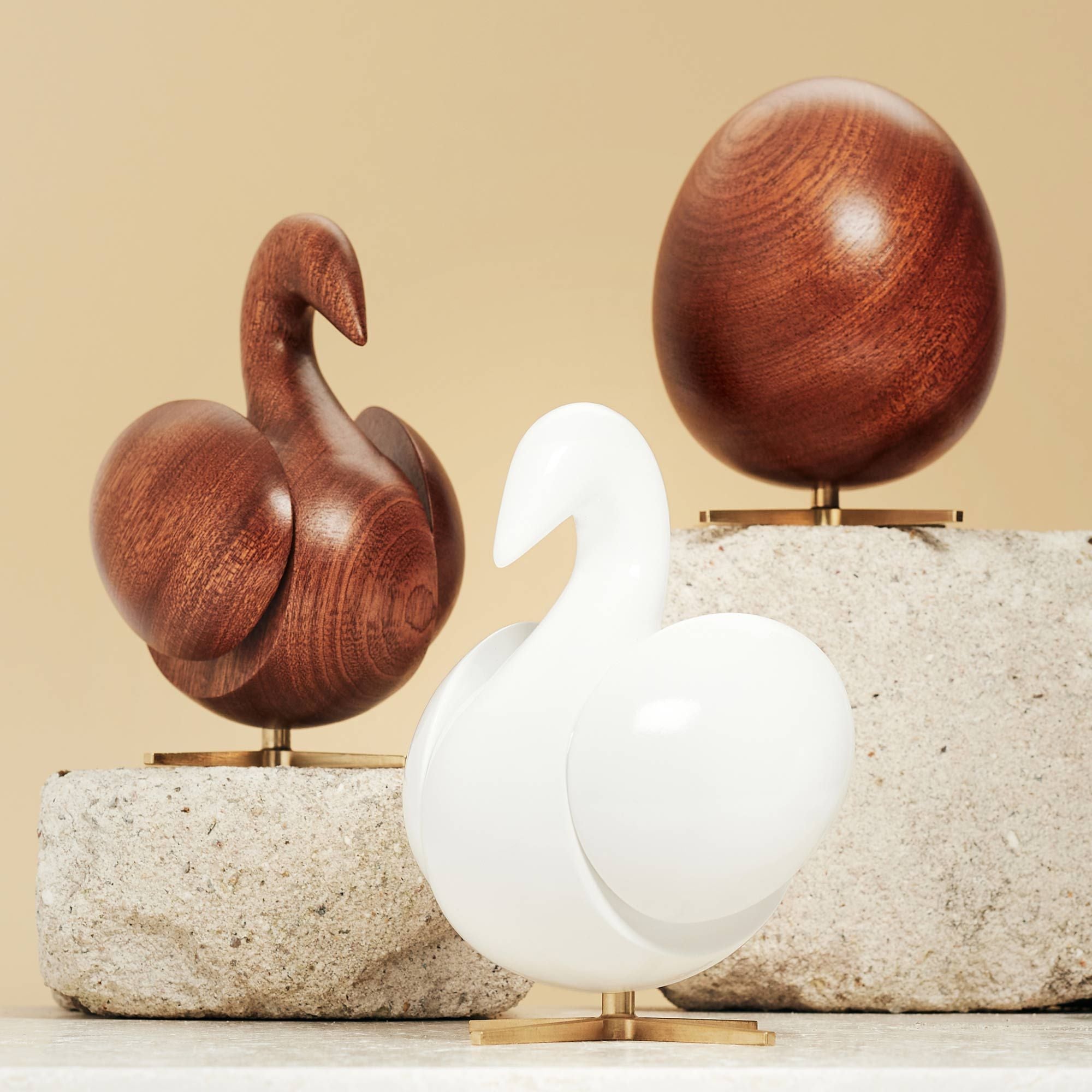 Brainchild The Egg Wooden Figure Mahogany, Brass Base