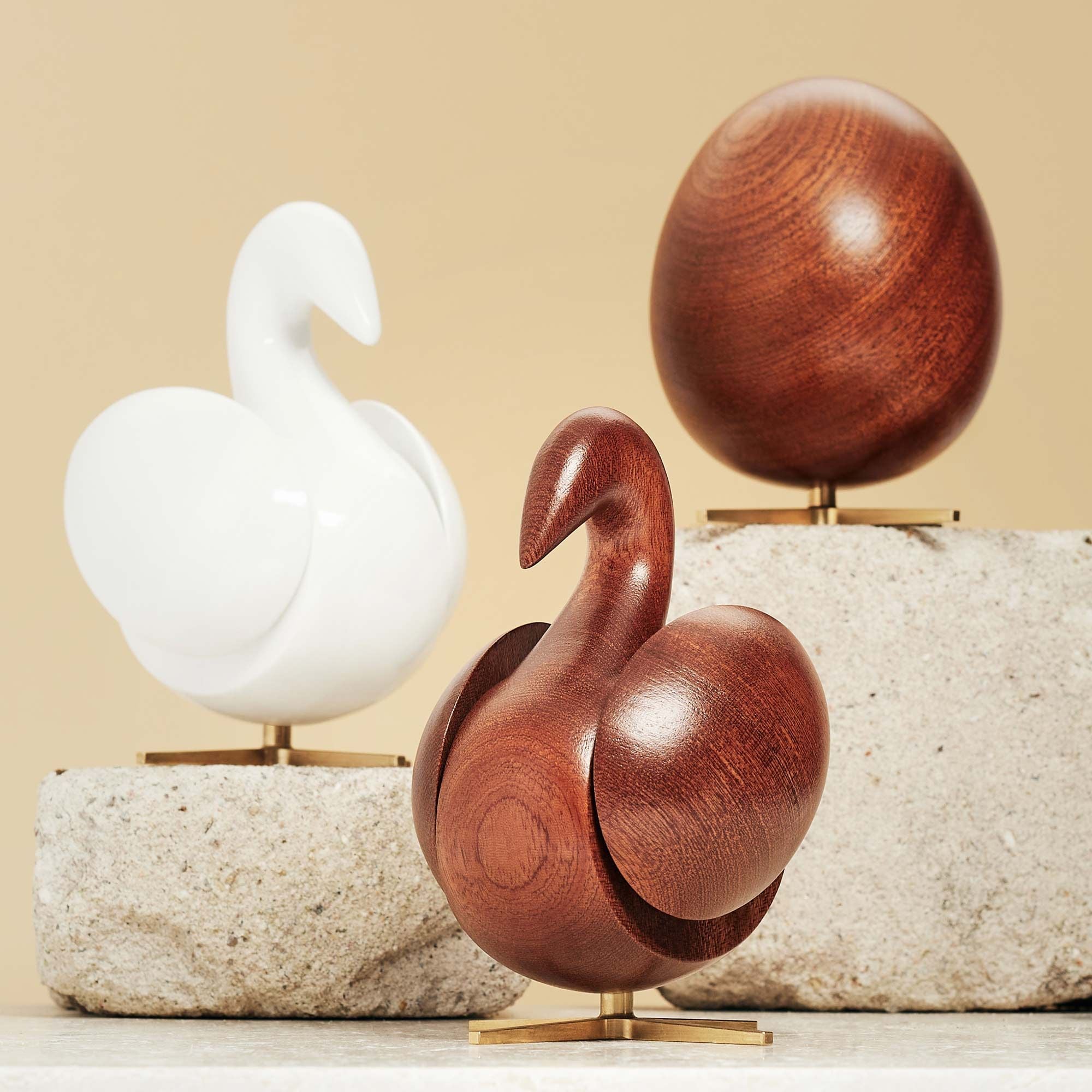 Brainchild The Egg Wooden Figure Mahogany, Brass Base