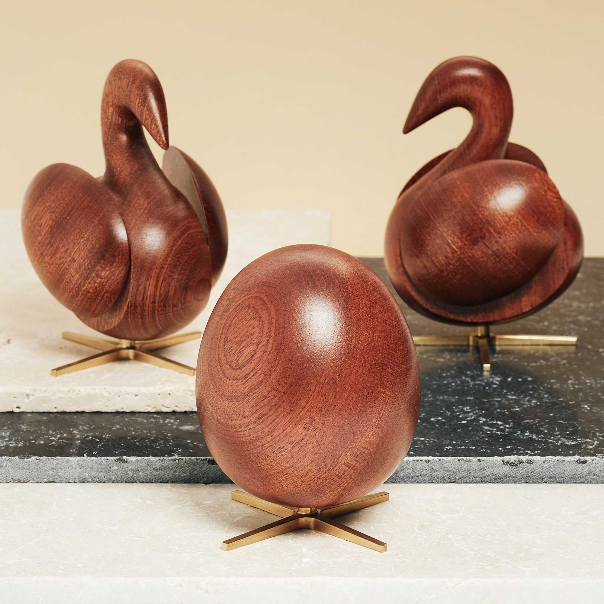 Brainchild The Egg Wooden Figure Mahogany, Brass Base