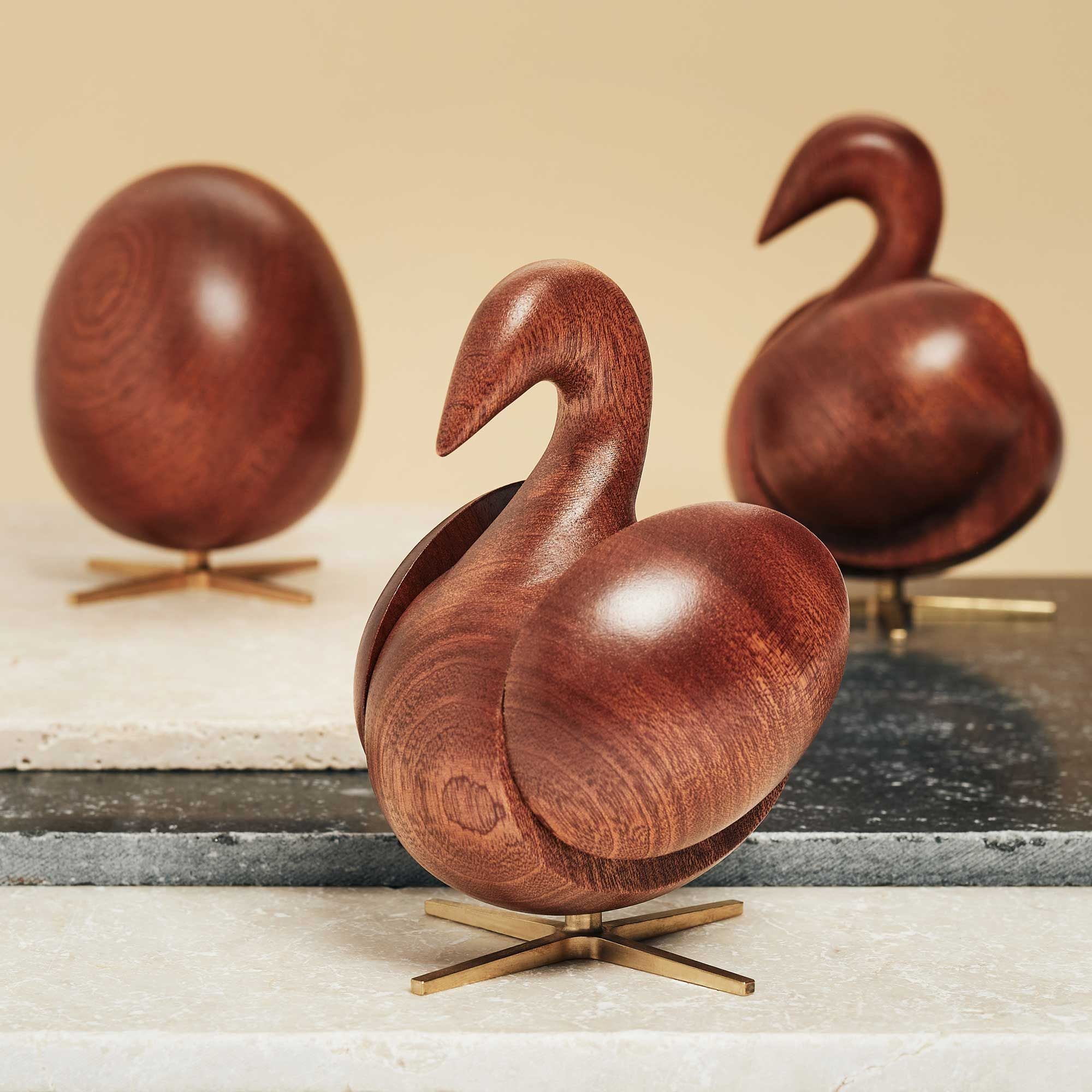 Brainchild The Egg Wooden Figure Mahogany, Brass Base