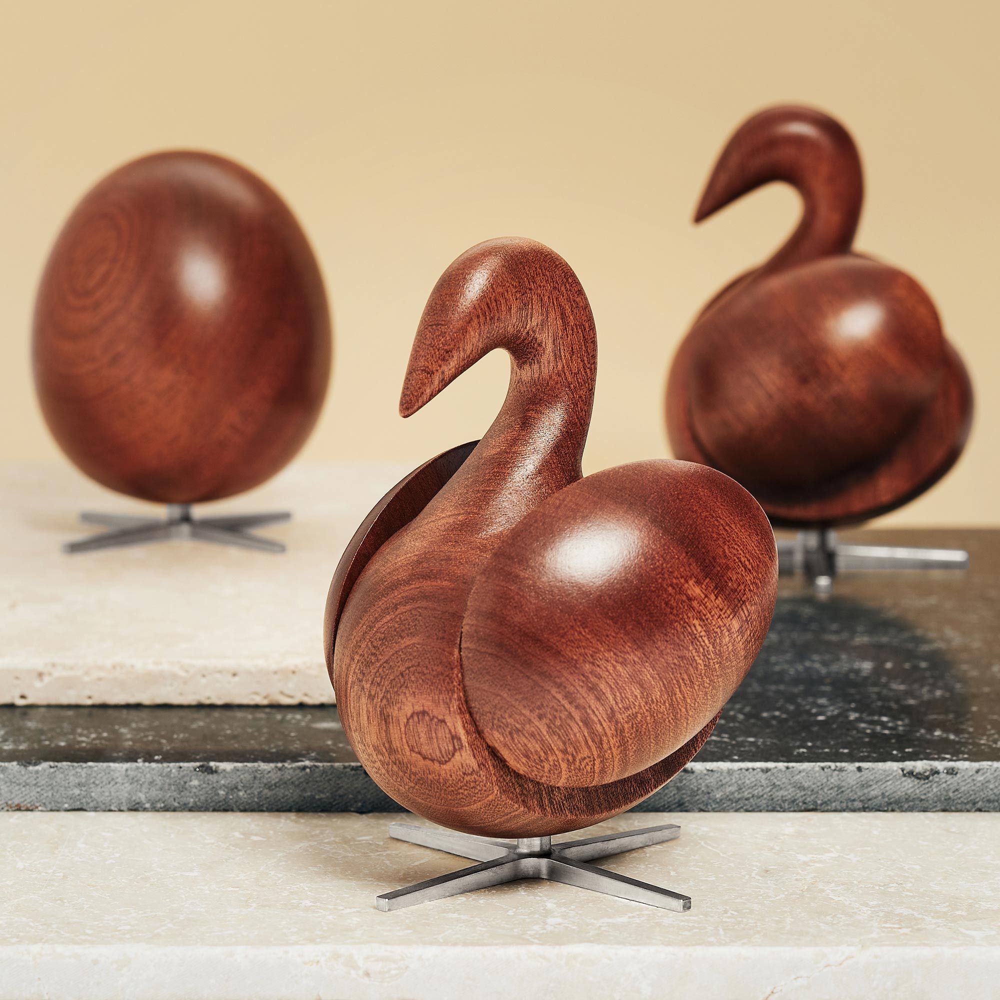 Brainchild The Egg Wooden Figure Mahogany, Steel Base