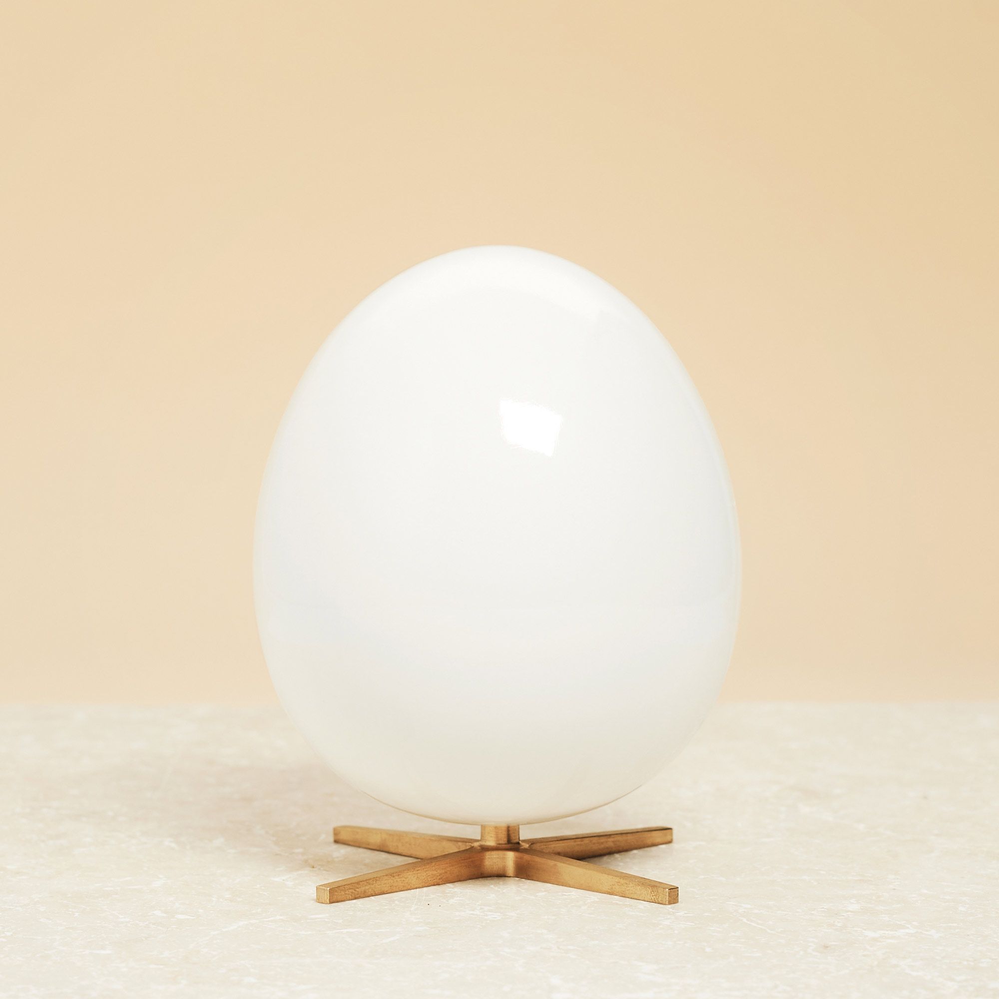 Brainchild The Egg Wooden Figure Mahogany White, Brass Base